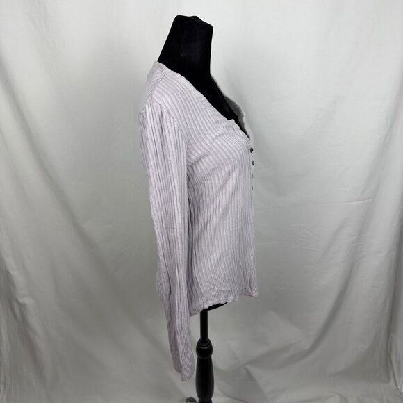 Anthropologie Postcard Ribbed Gray / Lavender Henley - Women’s L - Picture 3 of 9